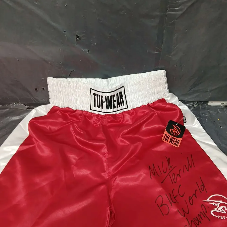 SIGNED MICK TERRILL TUF-WEAR BOXING SHORTS 