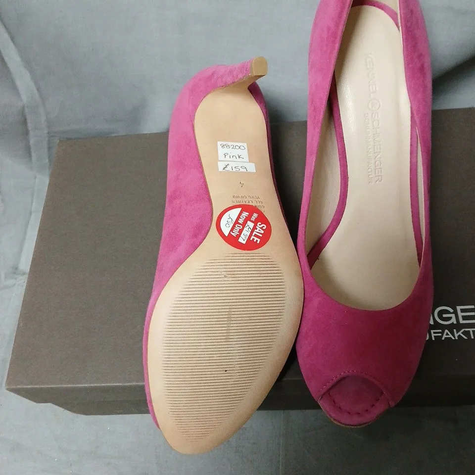 KENNEL & SCHMENGER PINK SUEDE PEEP-TOE HIGH HEELS, UK 4