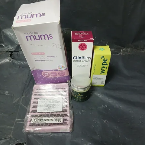 APPROXIMATEY 20 ASSORTED HEALTH AND BEAUTY PRODUCTS TO INCLUDE MADE FOR MUMS BREAST PADS, CLINIFILM BARRIER CREAM AND FALSE LASHES