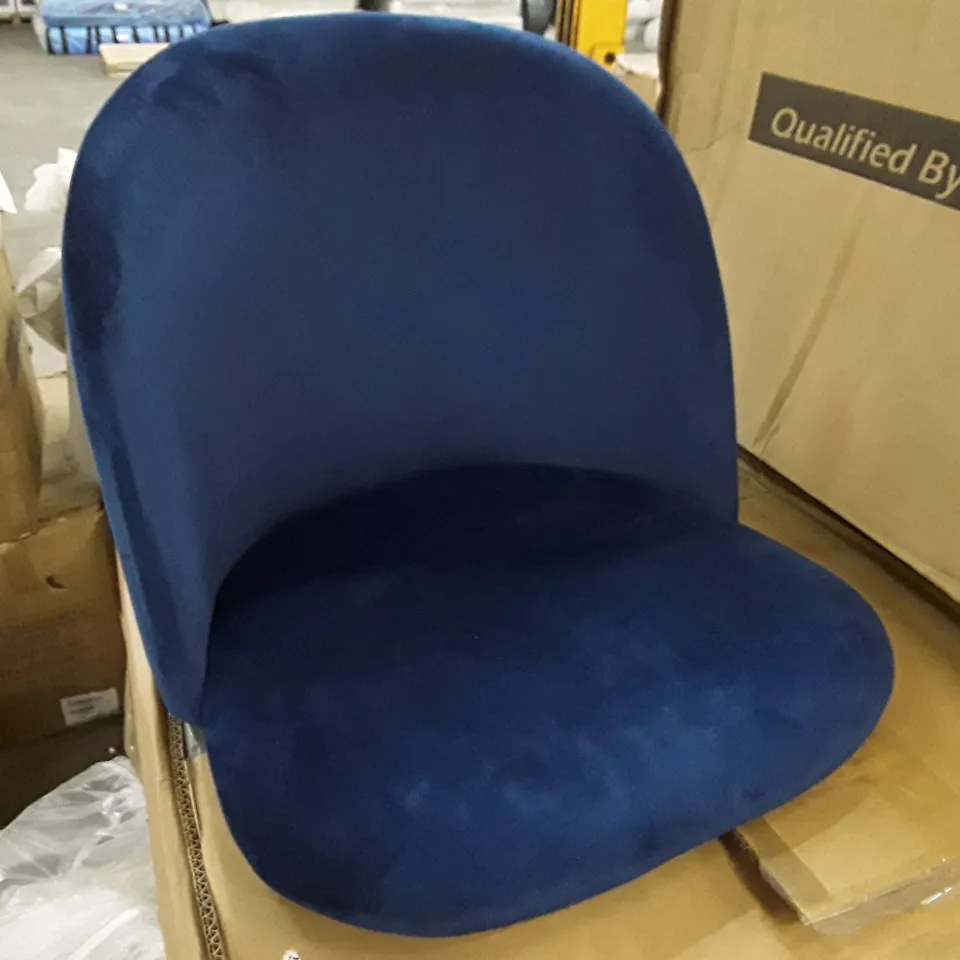 BOXED SET OF 2 BLUE VELVET DINING CHAIRS