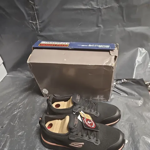 SKECHERS RELAXED FIT MEMORY FOAM SNEAKERS β BLACK, WITH BOX UK SIZE 6