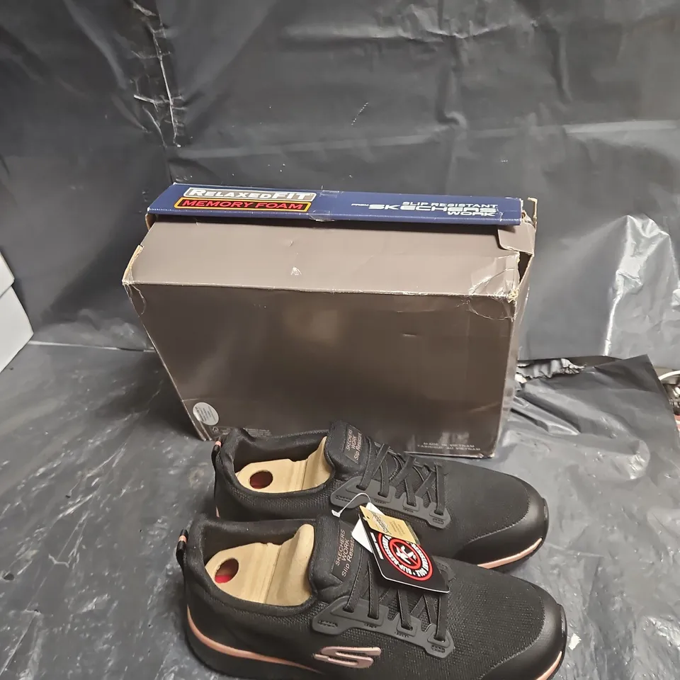 SKECHERS RELAXED FIT MEMORY FOAM SNEAKERS – BLACK, WITH BOX UK SIZE 6