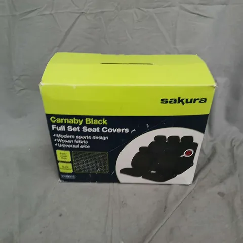 BOXED SAKURA CARNABY BLACK FULL SET SEAT COVERS – UNIVERSAL FIT