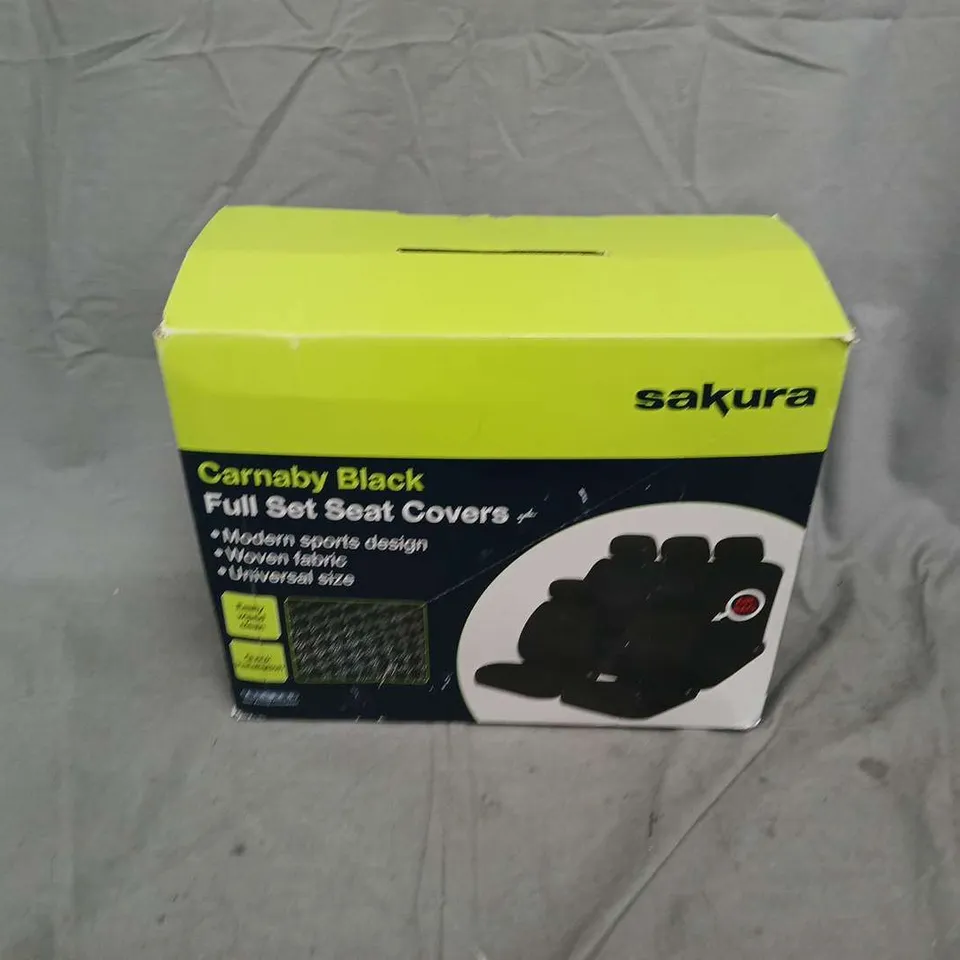 BOXED SAKURA CARNABY BLACK FULL SET SEAT COVERS – UNIVERSAL FIT