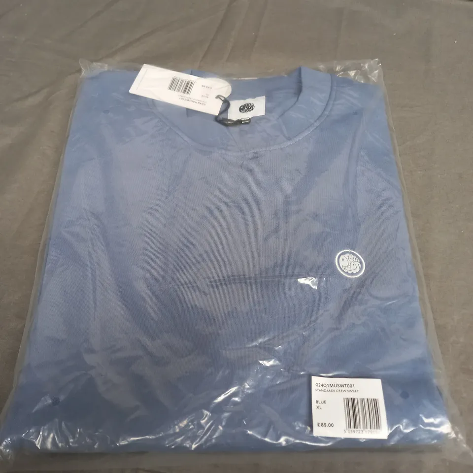 SEALED PRETTY GREEN STANDARDS CREW SWEAT IN BLUE - XL