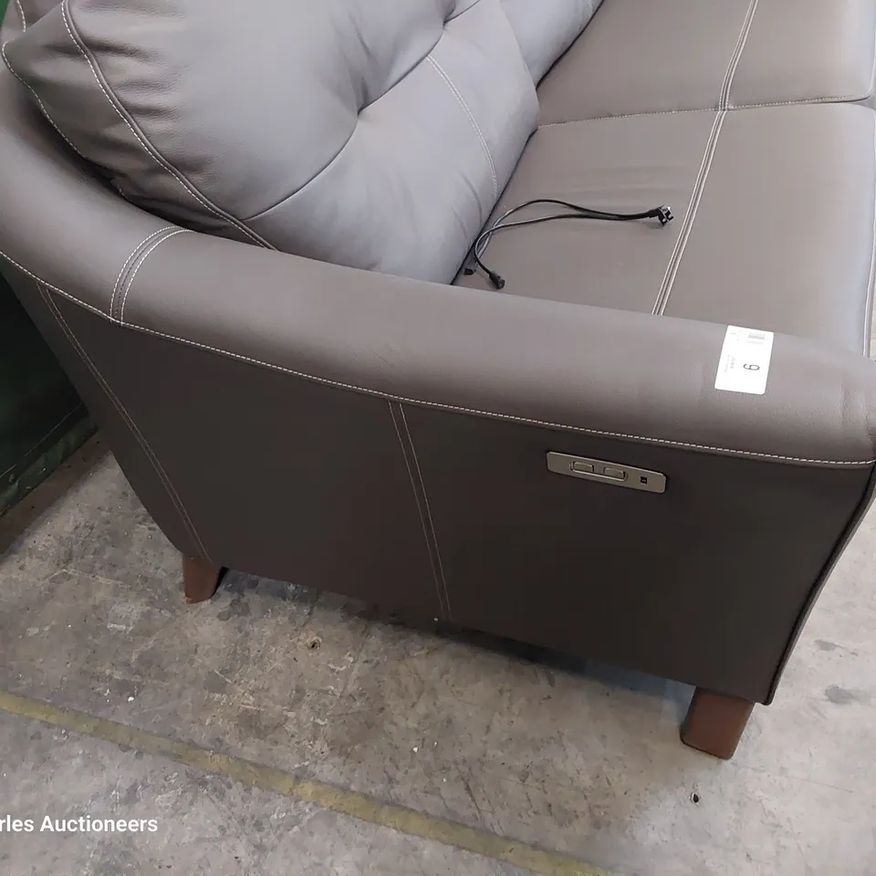 QUALITY G-PLAN BRITISH MADE HARDWOOD FRAMED HATTON THREE SEATER FORMAL CAMBRIDGE EARTH LEATHER POWER RECLINING SOFA