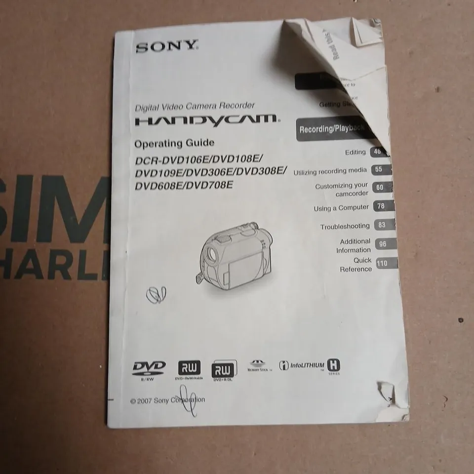 SONY HANDYCAM DCR-DVD106E CAMCORDER WITH 40X OPTICAL ZOOM