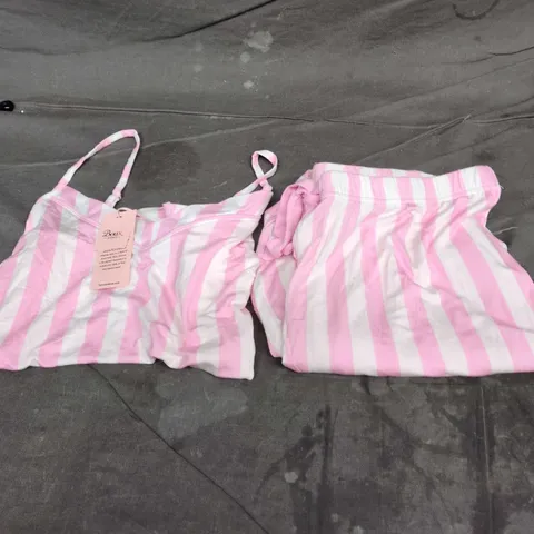 BOUX AVENUE PINK MIX STRIPE MODAL CAMI & PANT SET – UK 14