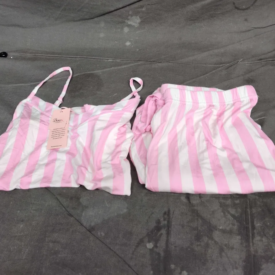 BOUX AVENUE PINK MIX STRIPE MODAL CAMI & PANT SET – UK 14