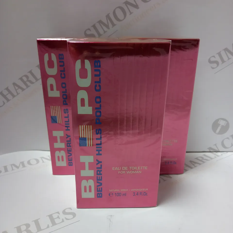 LOT OF 6 X 100ML BH PC BEVERLY HILLS POLO CLUB EAU DE TOILETTE FOR WOMEN 
