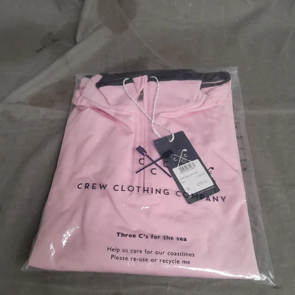 BAGGED CREW CLOTHING COMPANY CORE GOLF HALFZIP IN PINK SIZE 12