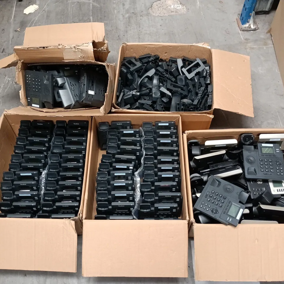 LARGE QUANTITY OF ASSORTDED YEALINK CONFERENCE PHONES AND ACCESSORIES