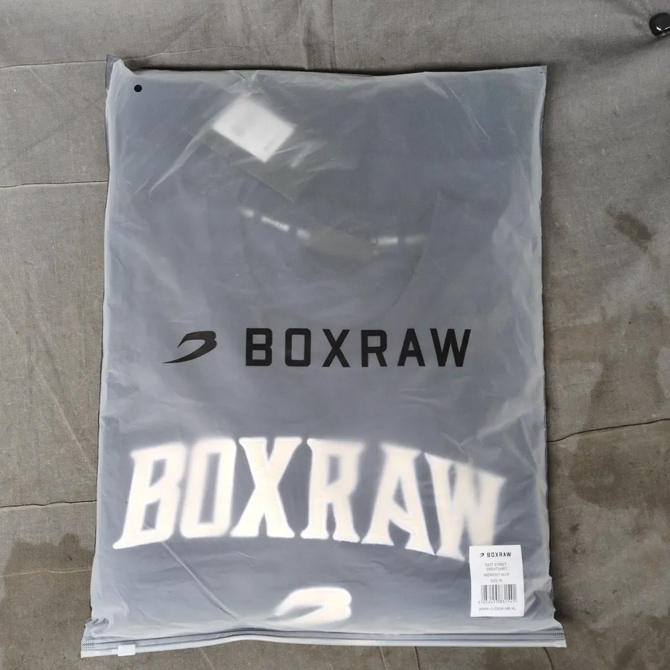 BAGGED BOXRAW EAST STREET SWEATSHIRT IN MIDNIGHT BLUE SIZE XL