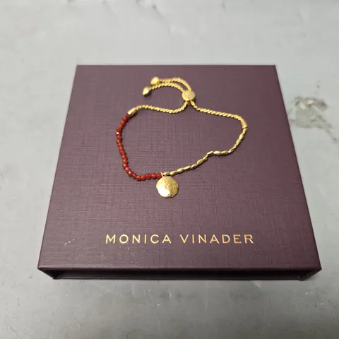 BOXED MONICA VINADER GOLDEN & RED 4 LEAF CLOVER BANGLE 