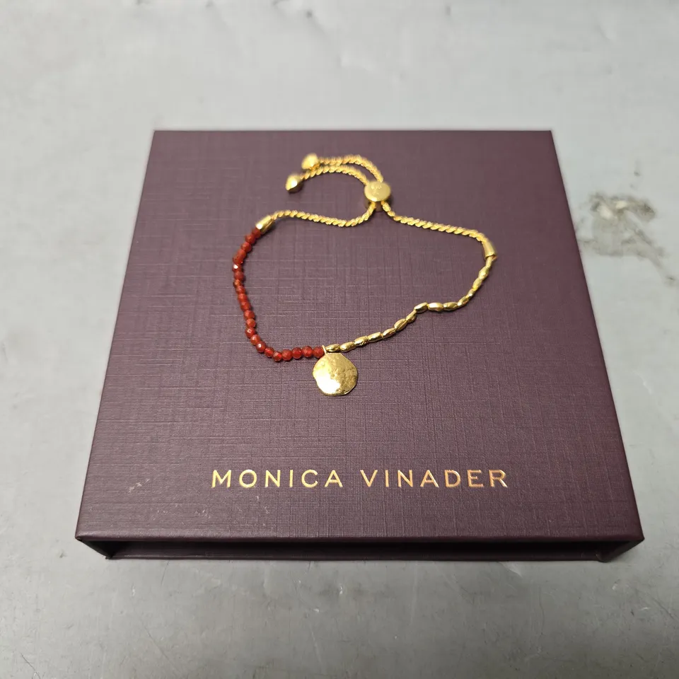 BOXED MONICA VINADER GOLDEN & RED 4 LEAF CLOVER BANGLE 