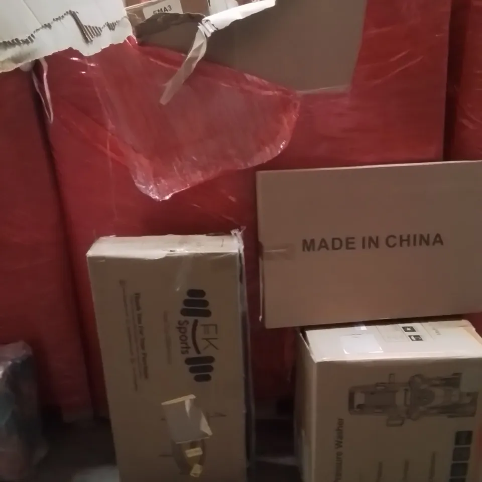 PALLET OF ASSORTED HOUSEHOLD GOODS AND PRODUCTS TO INCLUDE;PRESSURE WASHER,LAPTOP BED TABLE,TRAMPOLINE 