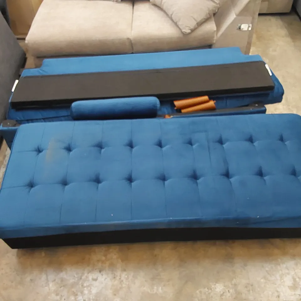 DESIGNER STREAMLINE 3 SEATER VELVET SQUARE ARM UPHOLSTERED SOFA