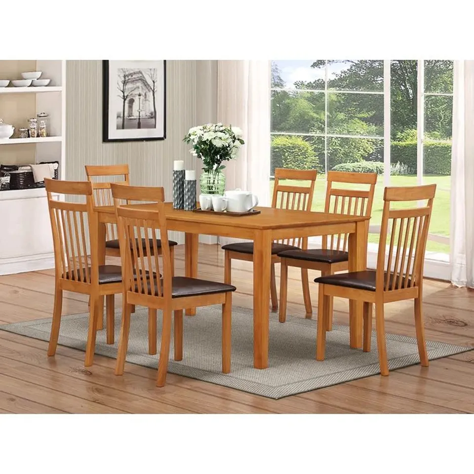 BOXED ELISA DINING SET WITH 6 CHAIRS