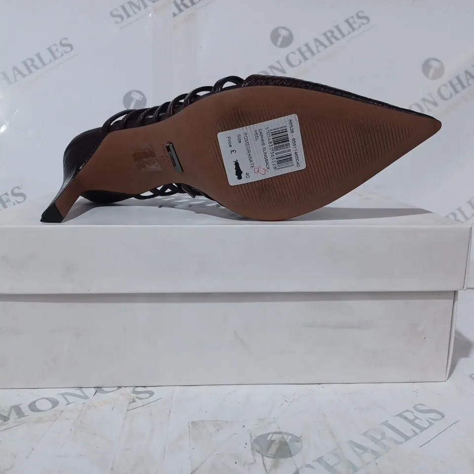 BOZED PAIR OF REISS DAPHNE SLINGBACK HEELS IN POMEGRANATE SIZE 7