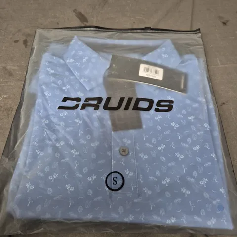 DRUIDS CALIFORNIA POLO SHIRT – BLUE FLORAL, SIZE S