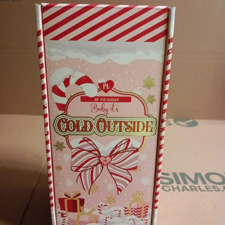 PLOUISE BABY IT'S COLD OUTSIDE PINK PLASTIC TUMBLER WITH LID AND STRAW 