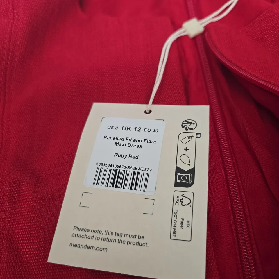 ME+EM RUBY RED PANELLED FIT AND FLARE MAXI DRESS – UK 12 (US 8, EU 40)