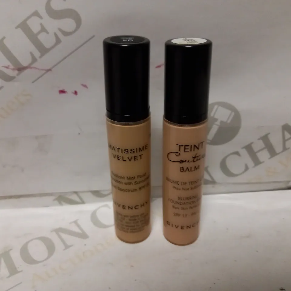 LOT OF APPROXIMATELY 14 GIVENCHY PRODUCTS TO INCLUDE 8 MATISSIME VELVET MAT FLUID - 04 MAT BEIGE, 6 TEINT COUTURE FOUNDATION BALM - 02 NUDE SHELL