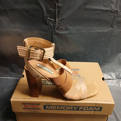 RIVER ISLAND TAN STRAPPY SANDALS WITH MEMORY FOAM INSOLE – UK 5 