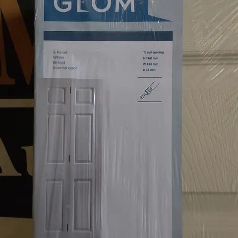 GEOM 6-PANEL WHITE BI-FOLD INTERNAL DOOR - WHITE // SIZE: 1981 X 838mm