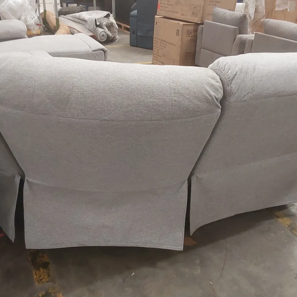 QUALITY DESIGNER FABRIC UPHOLSTERED CORNER SOFA WITH RECLINER, CUP HOLDERS AND STORAGE