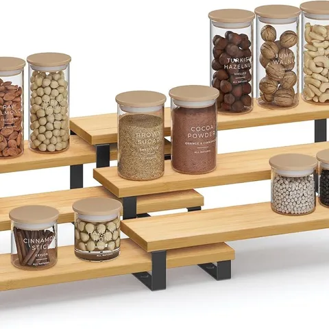 BOXED SONGMICS SPICE RACK, SET OF 2 CABINET SHELF ORGANISERS