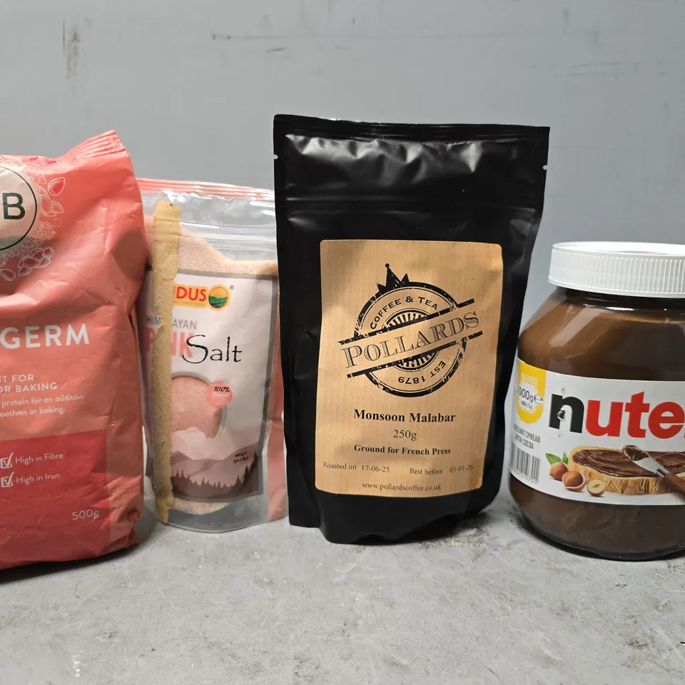 APPROXIMATELY 8 ASSORTED FOOD ITEMS TO INCLUDE - NUTELLA , H&B WHEATGERM ETC
