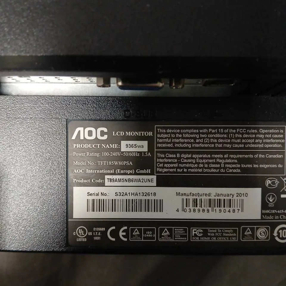 AOC LCD MONITOR 936SWA 