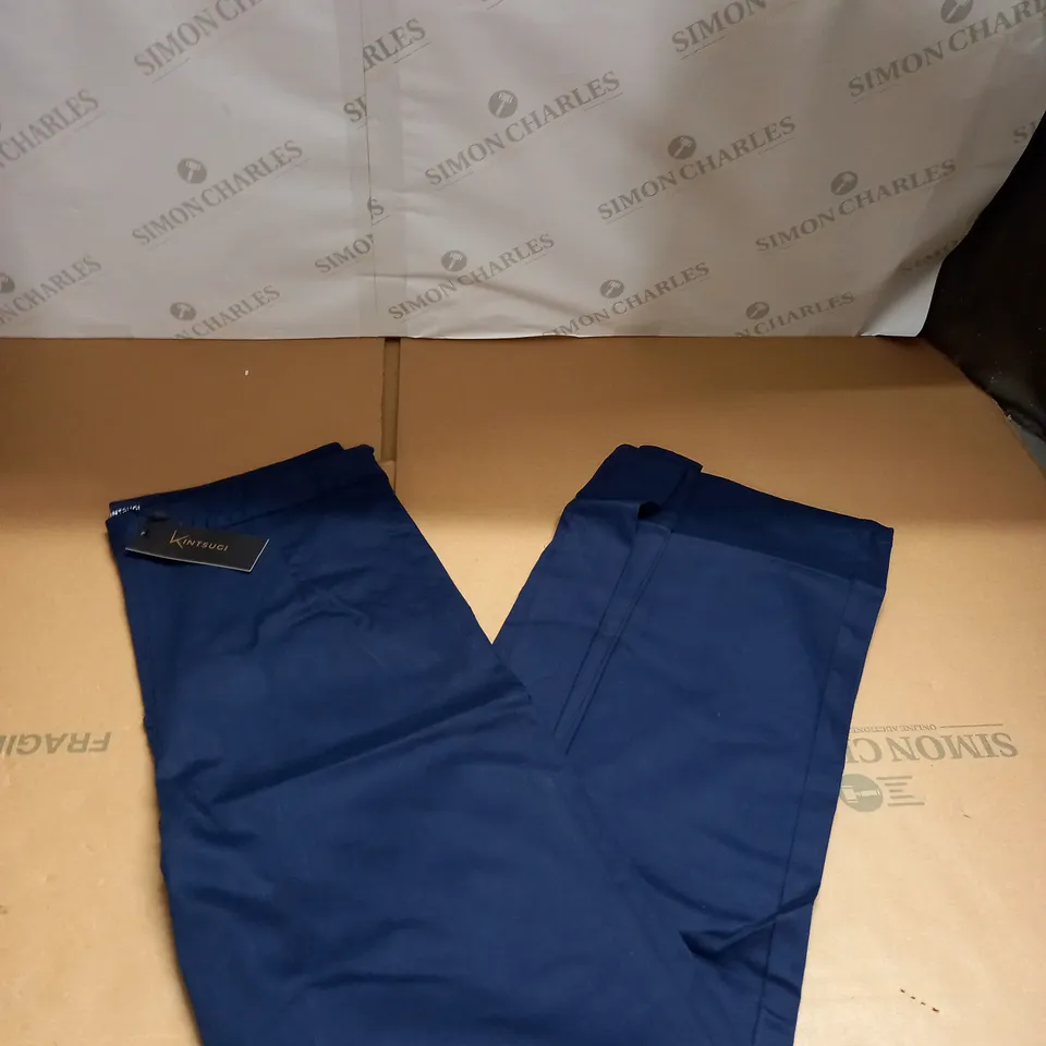 KINTSUGI WOMENS REGULAR LENGHT NAVY TROUSERS WITH WIDE LEG SIZE 14