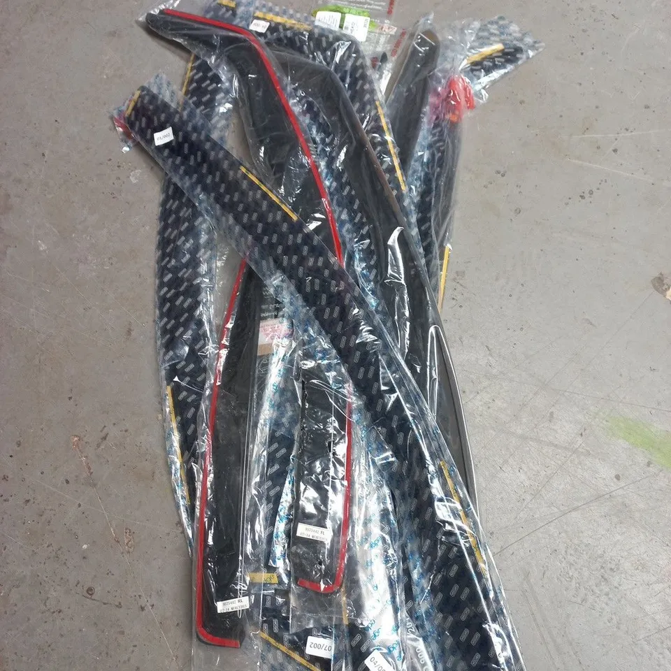CAGE OF ASSORTED METAL FITTINGS, POLES AND TOOLS TO INCLUDE ROLL OF FELT, WEED BRUSH, VARIOUS PLASTIC TRIMS AND METAL GARDEN RACKS