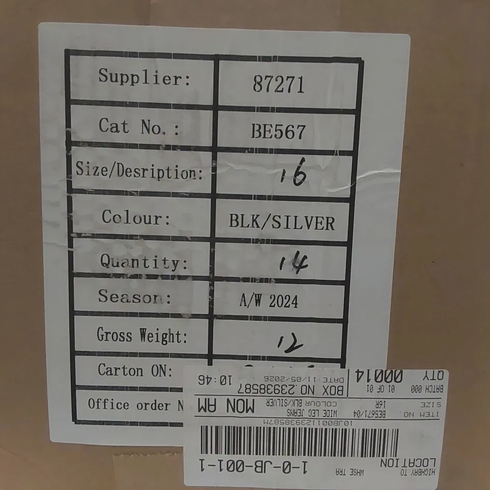 BOX CONTAINING APPROXIMATELY 14x BRAND NEW SIMPLY BE METALLIC WIDE LEG JEANS - SIZE 16R