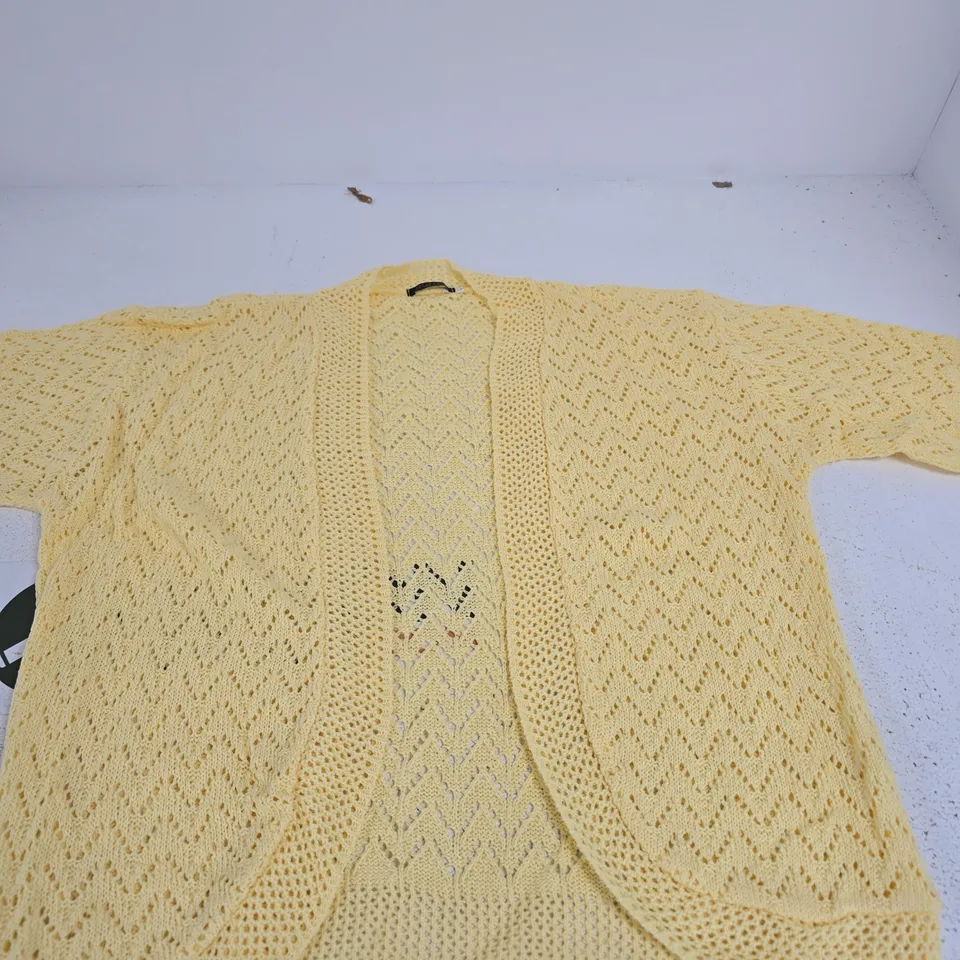 SUGAR CRISP YELLOW CROCHET CARDIGAN – WOMEN'S UK SIZE L
