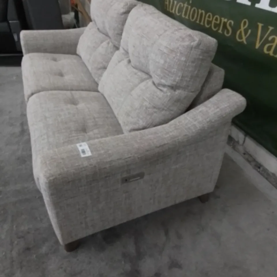DESIGNER G PLAN MADE RILEY MOORE AUTUMN FABRIC ELECTRIC RECLINING LARGE SOFA