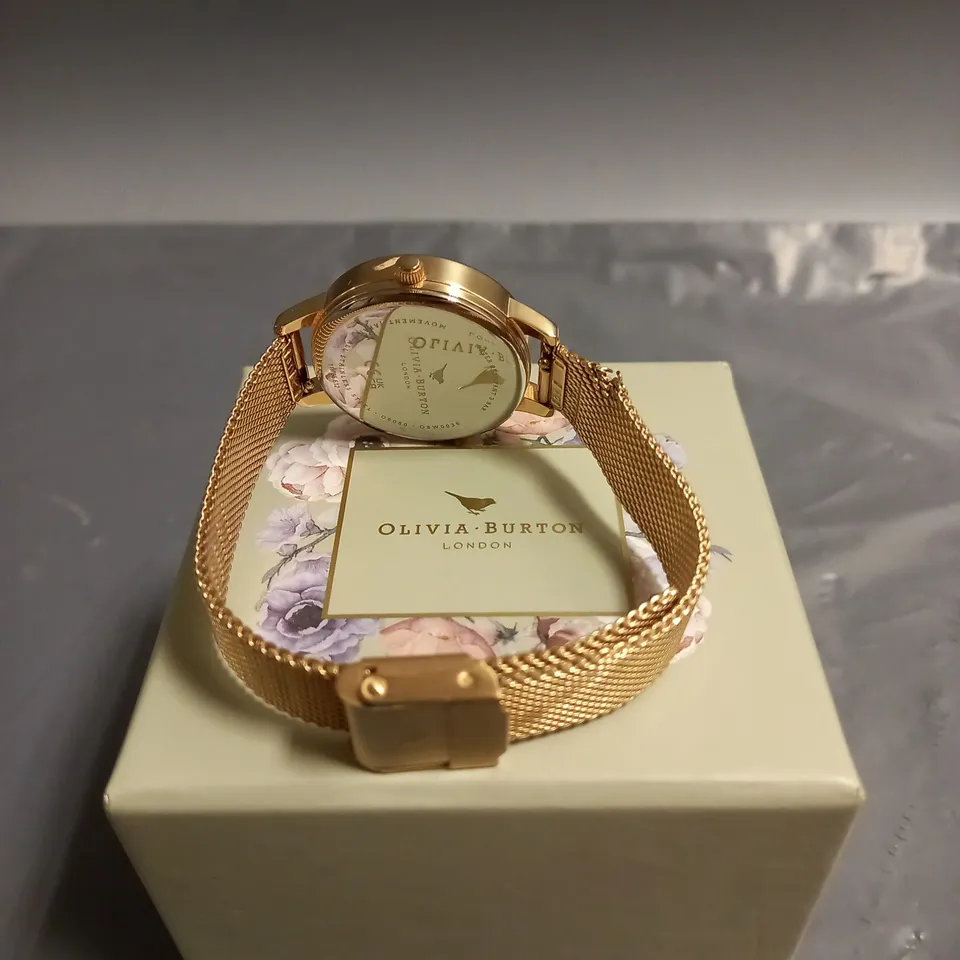 OLIVIA BURTON WHITE DIAL ROSE GOLD MESH STRAP WATCH