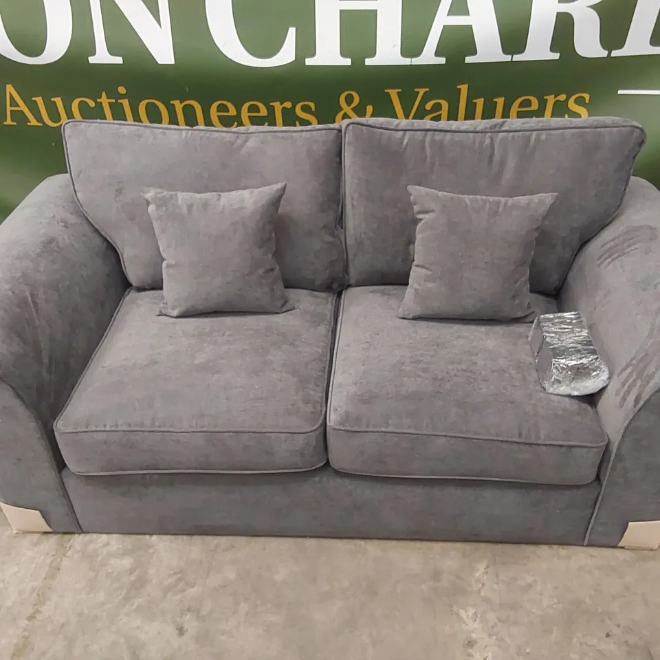 QUALITY DESIGNER BEATRICE 2 SEATER UPHOLSTERED SOFA - CHARCOAL 