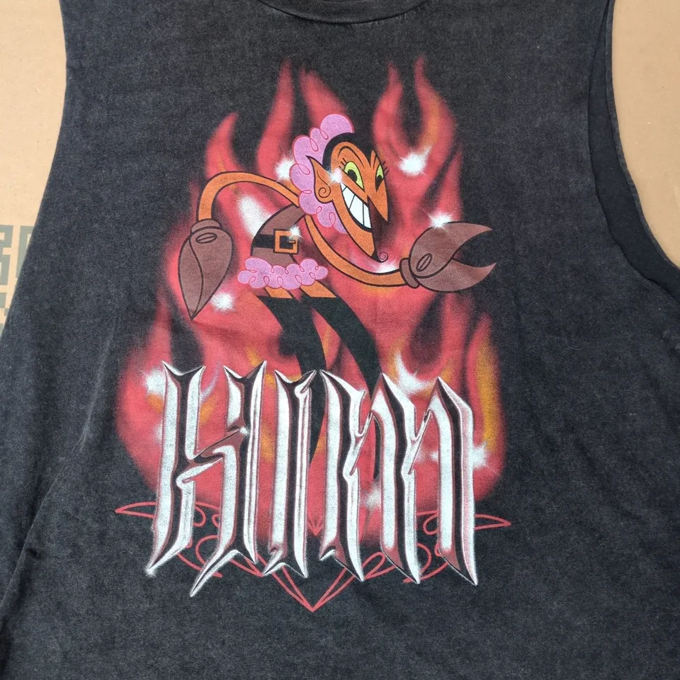 HOLLISTER CREW-NECK BOXY FIT SLEEVELESS POWERPUFF GIRLS HIM TOP IN BLACK SIZE SMALL
