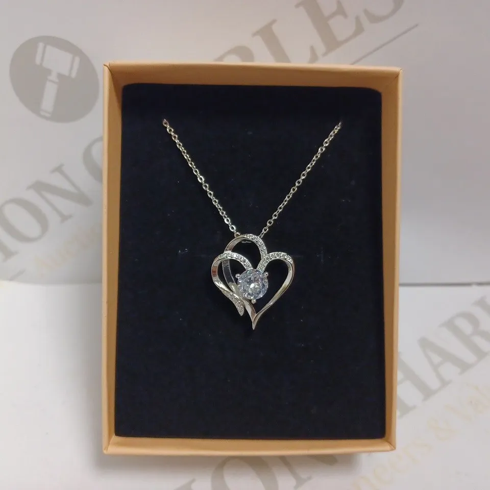 BOXED SILVER NECKLACE WITH TRIPLE HEART PENDANT 