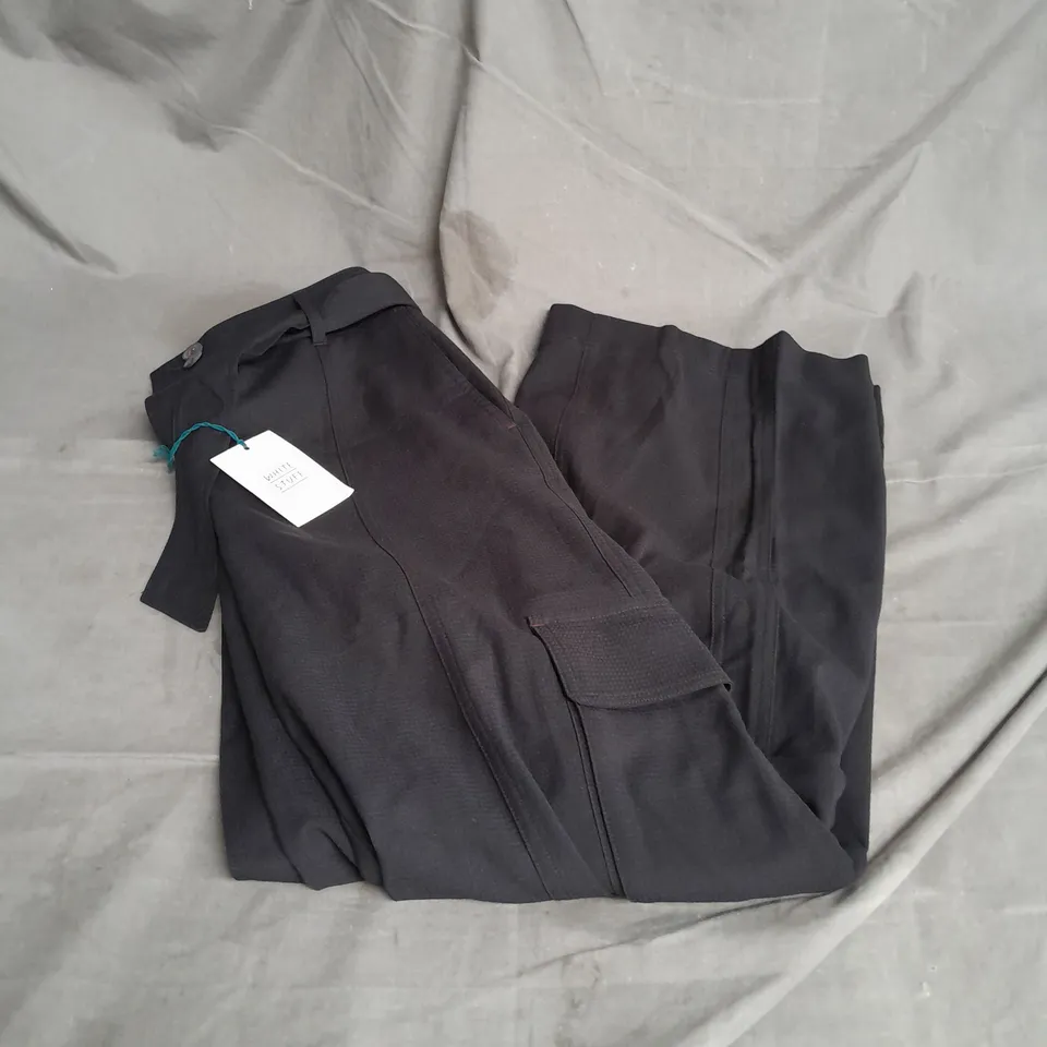 WHITE STUFF FERN WIDE LEG CARGO TROUSER IN PURE BLACK SIZE 8