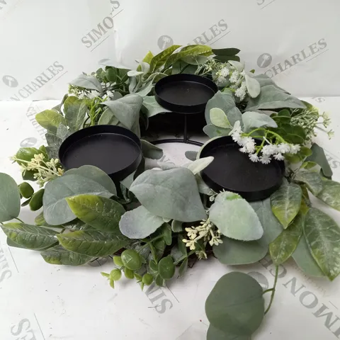 HOME REFLECTIONS 3 IN 1 FLAMELESS CANDLE WITH WREATH SET - SAGE 