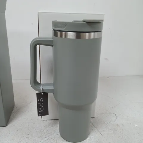 SET OF TWO 1.2L STAINLESS STEEL TUMBLERS WITH STRAWS