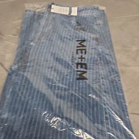 ME+EM RELAXED STRIPE WIDE-LEG JEANS – MID BLUE WASH, UK 12 