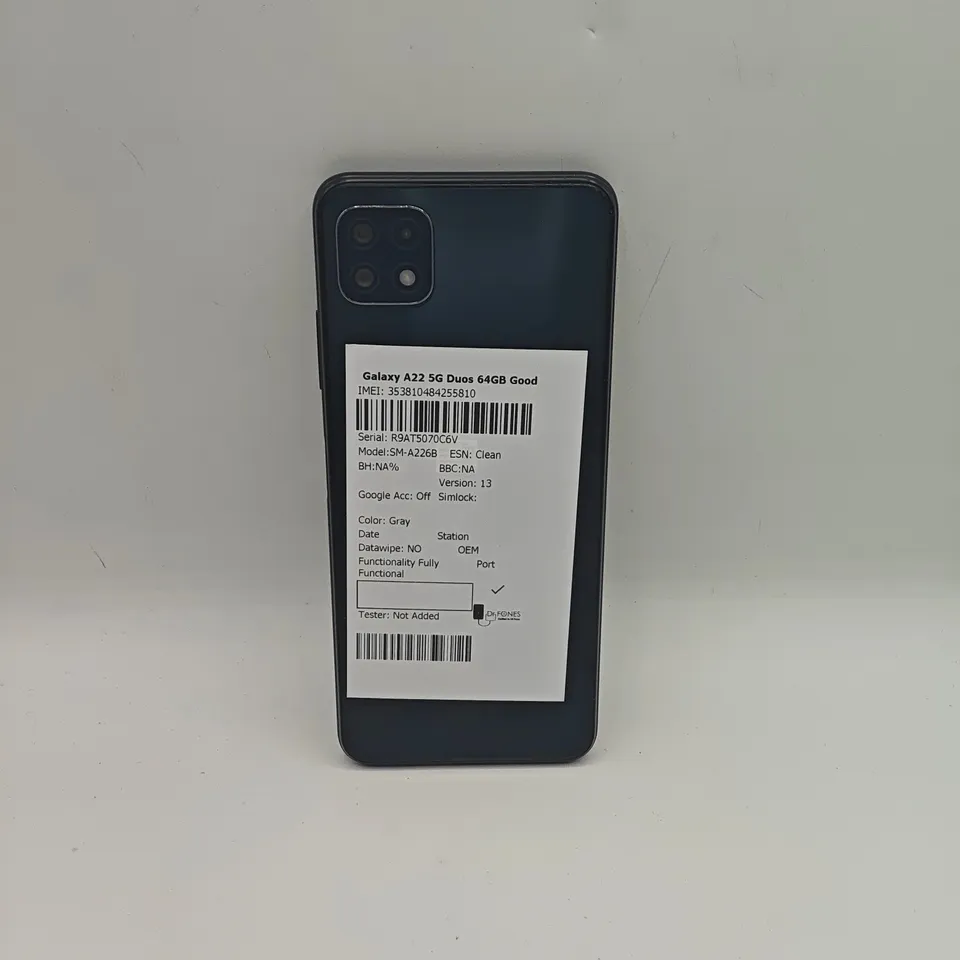 UNBOXED SAMSUNG GALAXY A22 5G DUOS 64GB IN GRAY - SM-A226B