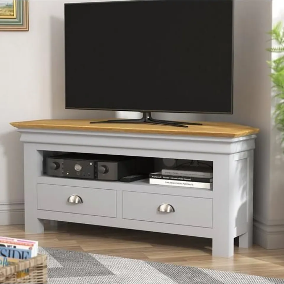BOXED SEATTLE CORNER TV UNIT - FITS UP TO 49 INCH - COLLECTION ONLY