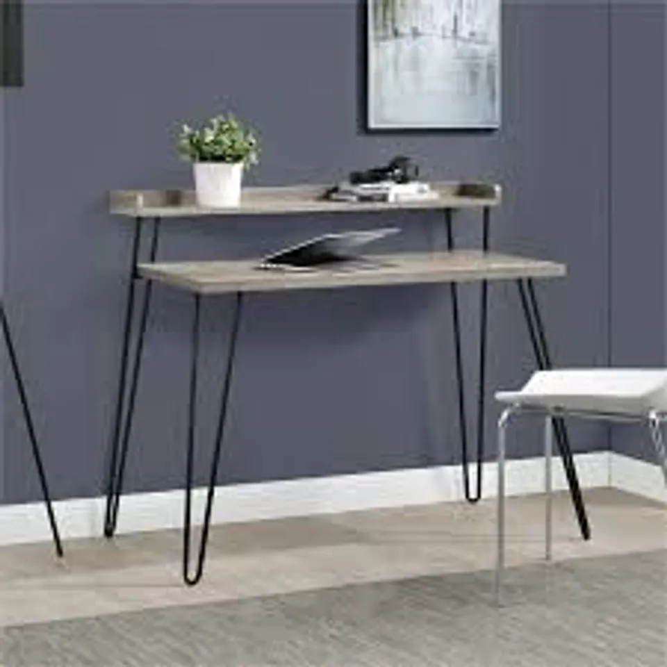 BOXED HAVEN RETRO DESK WITH RISER DISTRESSED - GREY/OAK (1 BOX)