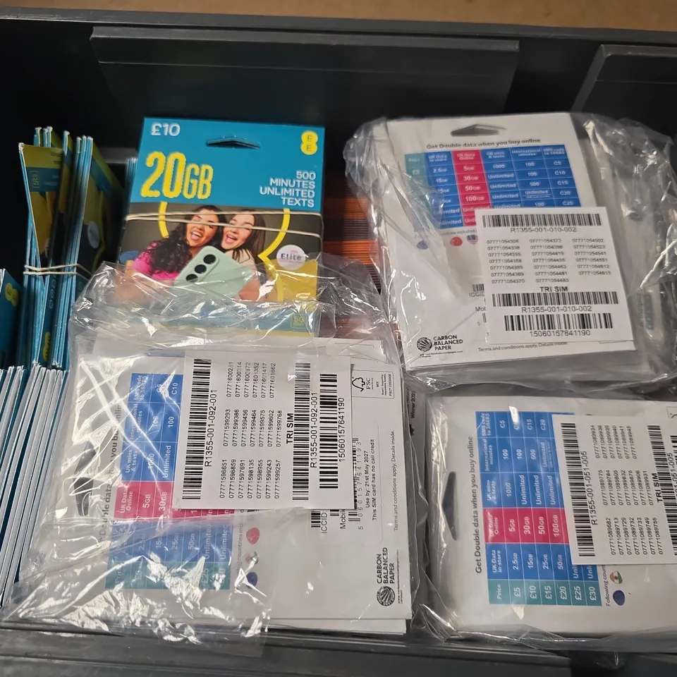 APPROXIMATELY 200 SIMCARDS FROM LEBARA, VOXI MOBILE, EE